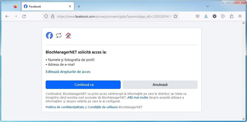 Conectarea cu Facebook